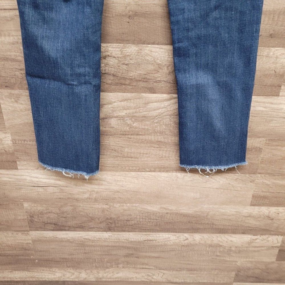 LOFT Curvy Straight Frayed Raw Hem Ankle Jeans Size 25‎ Womens Blue Medium Wash - Picture 9 of 13